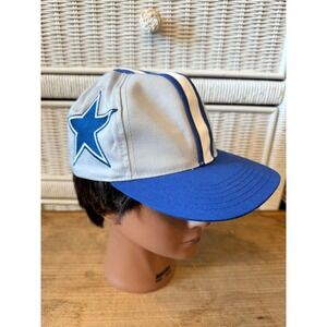 Vtg Dallas Cowboys Annco Snapback Hat NFL Racing Stripe Grey Blue 80s 90s Cap